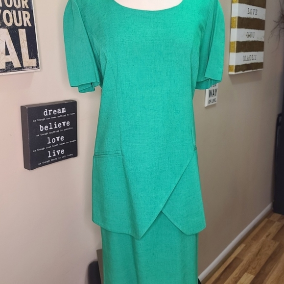Green vintage 80s Jessica Howard  dress - Picture 1 of 12